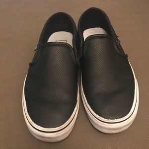 Vans Black Perf leather slip-on